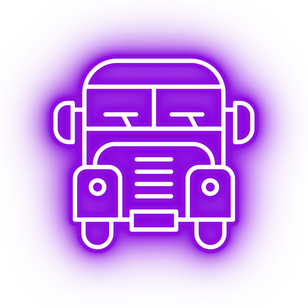 Neon purple school bus icon
